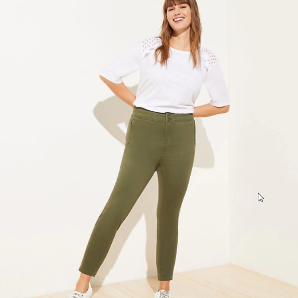 LOFT Plus High Waist Skinny Sateen Pants, NWT